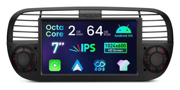 フィアット500｜Android OS｜オクタコア｜64GB ROM｜IPSスクリーン｜CarPlay & Android Auto｜IDS7050FLB｜IDS7050FLB