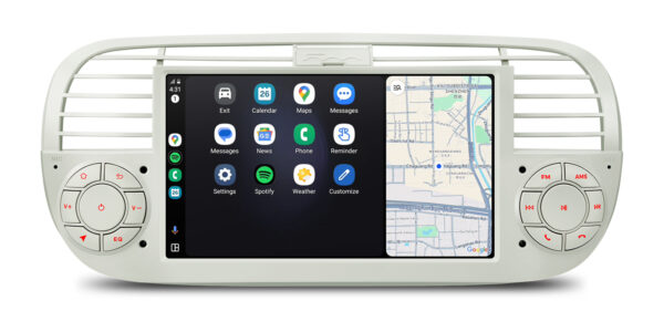 フィアット500｜Android OS｜オクタコア｜64GB ROM｜IPSスクリーン｜CarPlay & Android Auto｜IDS7050FLC｜フィアット500