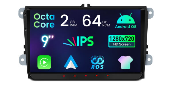 フォルクスワーゲン/シート/シュコダ｜アンドロイドOS｜オクタコア｜64GB ROM｜IPSスクリーン｜CarPlay & アンドロイドオート｜IDS90MTVL