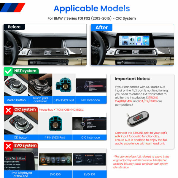 BMW｜7シリーズ｜アンドロイドOS＆OEMシステム｜クアルコム662｜オクタコア｜8GB RAM＆128GB ROM｜QBBH14NB12SV