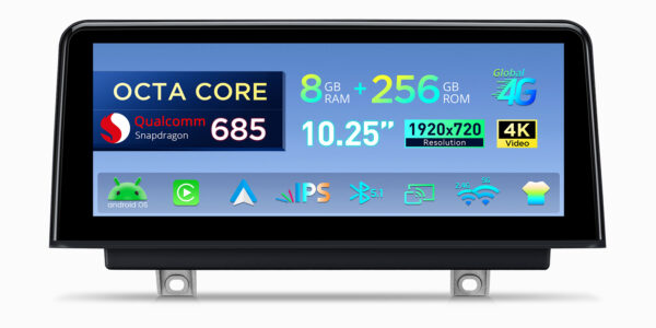 BMW｜3シリーズ/4シリーズ/M3/M4｜アンドロイドOS＆OEMシステム｜クアルコム685｜オクタコア｜8GB RAM＆256GB ROM｜QWBX14NBTH