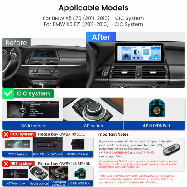 BMW｜X5/X6｜アンドロイドOS＆OEMシステム｜クアルコム685｜オクタコア｜8GB RAM＆256GB ROM｜QWBX14X5CI