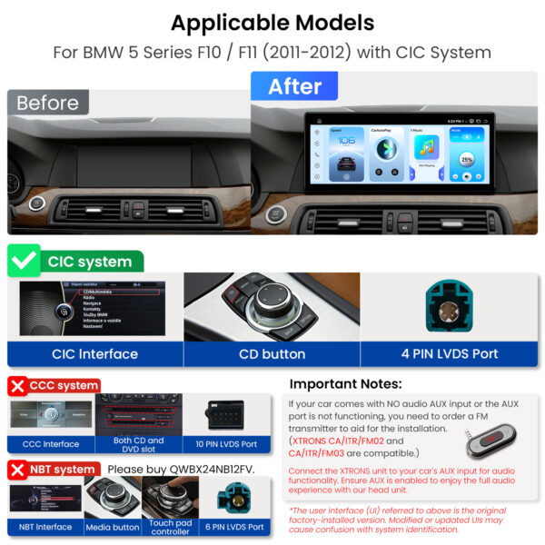 BMW｜5シリーズ｜アンドロイドOS＆OEMシステム｜クアルコム685｜オクタコア｜8GB RAM＆256GB ROM｜QWBX24CIB12FV