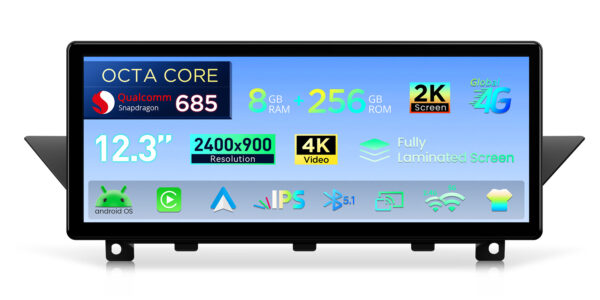 BMW｜X1 E84｜Android OS & OEMシステム｜クアルコム685｜オクタコア｜8GB RAM & 256GB ROM｜QWBX24CIB12X1