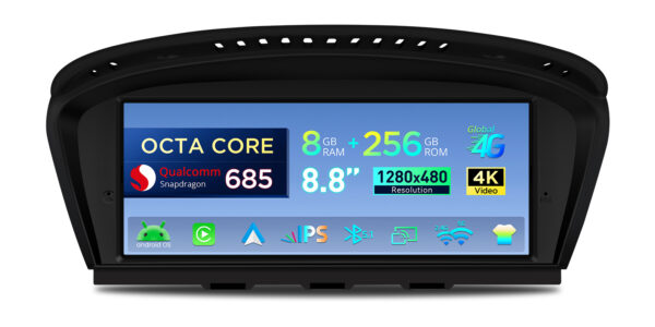 BMW｜3 Seires / 5 Seires / M3 / M5｜Android OS & OEM System｜Qualcomm 685｜Octa Core｜8GB RAM & 256GB ROM｜QWBX8460CC