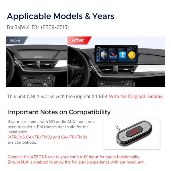BMW｜X1 E84｜Android / iPhone｜オクタコア｜4GB RAM & 64GB ROM｜グローバル4G LTE｜QLB22X1UN
