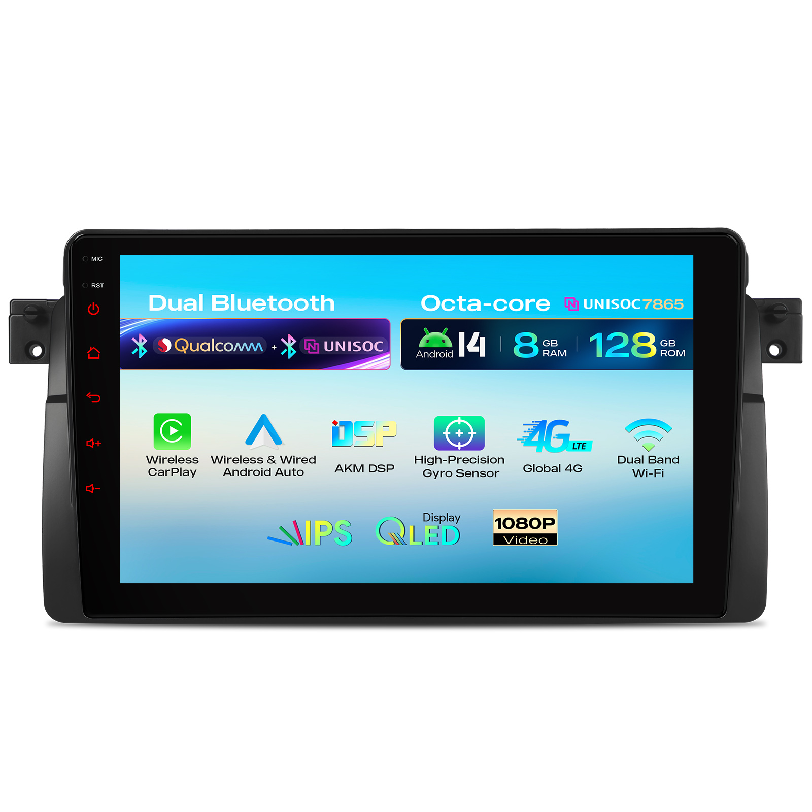 BMW E46- Unisoc 7865、8GB RAM、二重 Bluetooth のプラグ アンド プレイ適合のための XTRONS IMHP9446B 9 インチのアンドロイド 14 車のステレオ